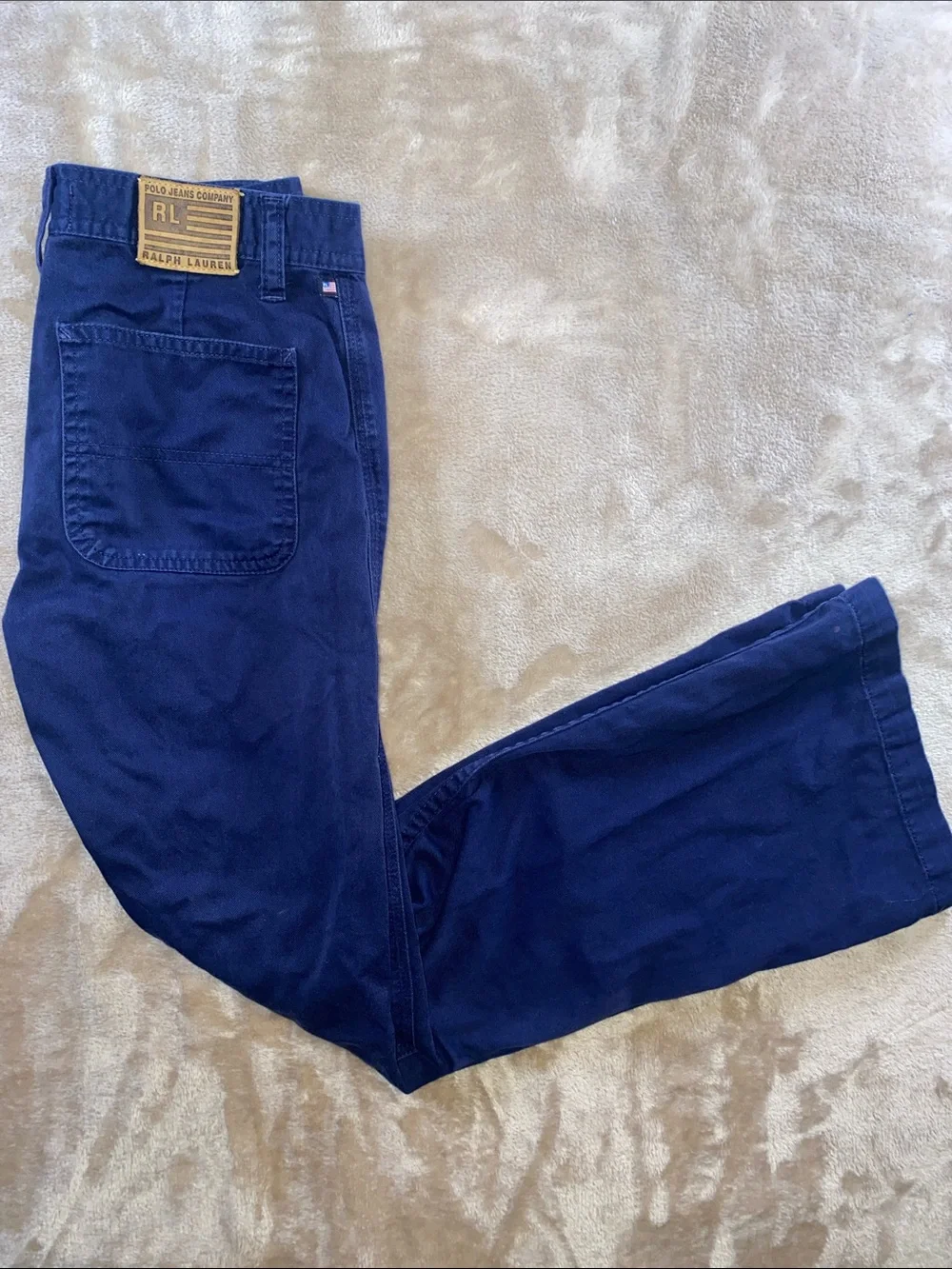 Vintage Ralph Lauren Navy Blue Cotton Flare Pants
